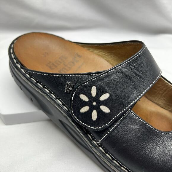 Finn Comfort 39 Clog Shoes Women's 8 Black Leather Mary Jane Slip On Adjustable - Picture 4 of 10